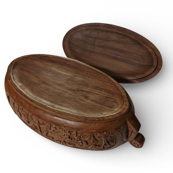 Vintage Madagascar Carved Wood Dish Tribal Handcrafted Decorative Art Piece - Picture 11 of 16